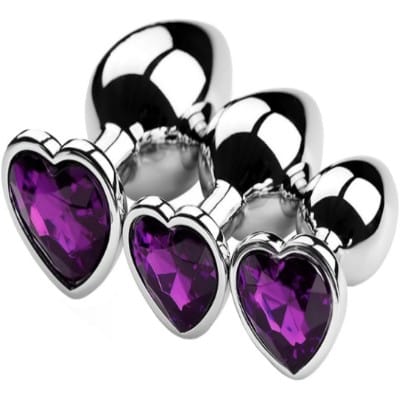 Set de plugs anales de metal en forma de corazón