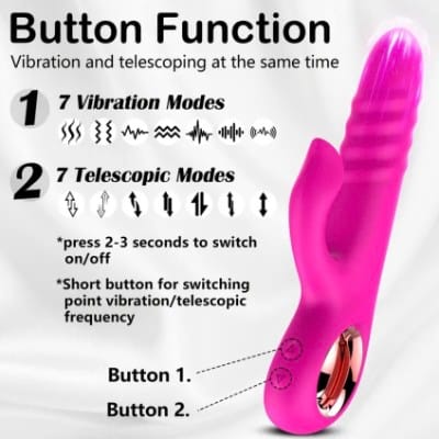 Vibrador Conejo Punto G 2 en 1 – Telescópico, 9 Modos de Vibración - Imagen 3