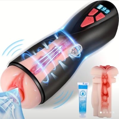Masturbador Masculino con Succión y Vibración – 9 Modos, Pantalla LCD, Recargable