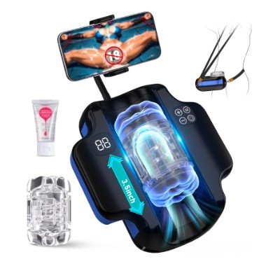 Masturbador masculino automático telescópico con doble manga